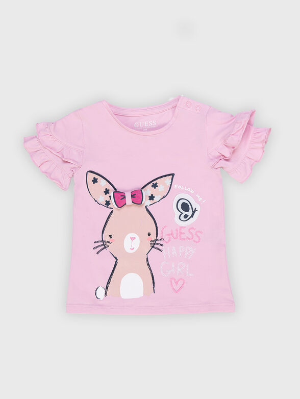 Pink T-shirt wth contrasting print - 1