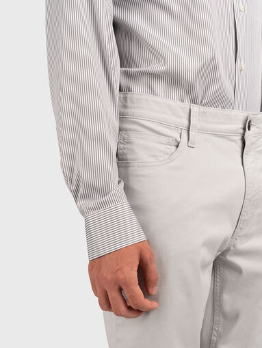 Grey cotton blend trousers - 4