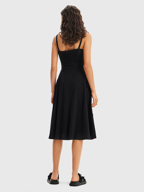 Black midi dress with English embroidery - 2