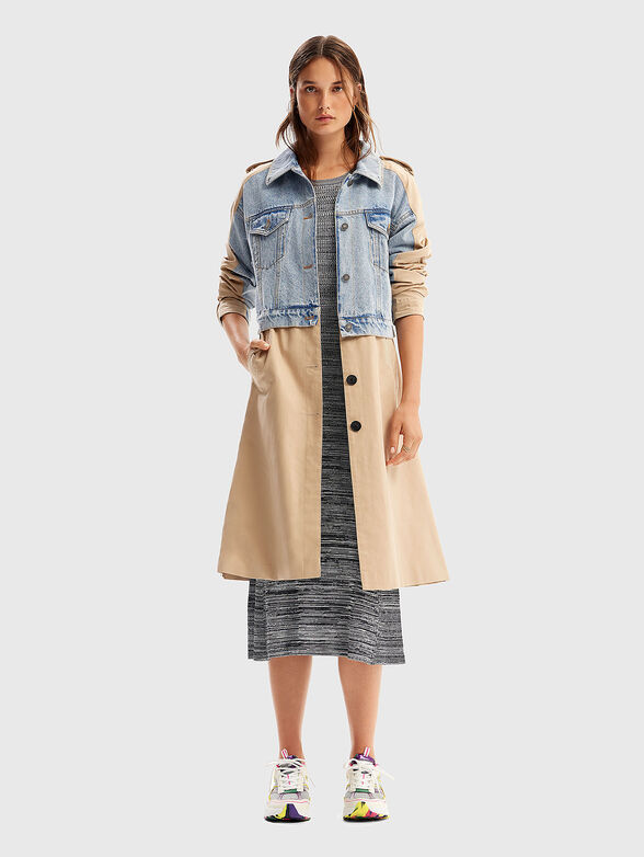 Trench coat with denim jacket top - 1