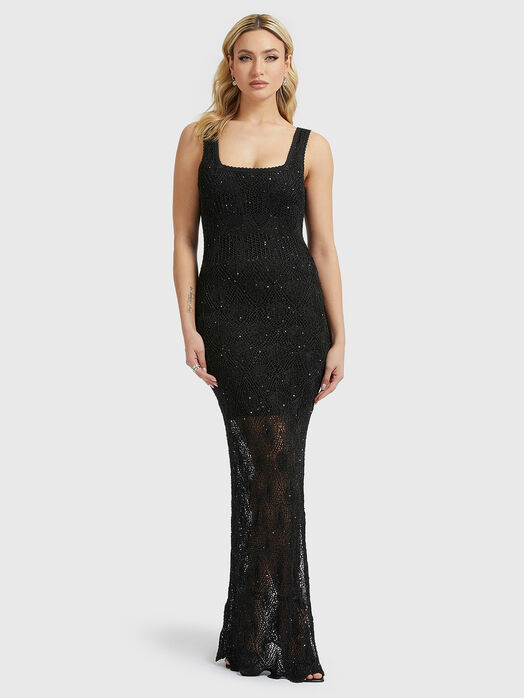 LIZA black dress with semi-sheer effect