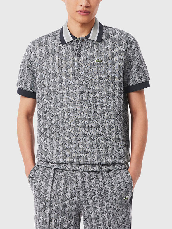 Polo shirt with accent collar in green - 1