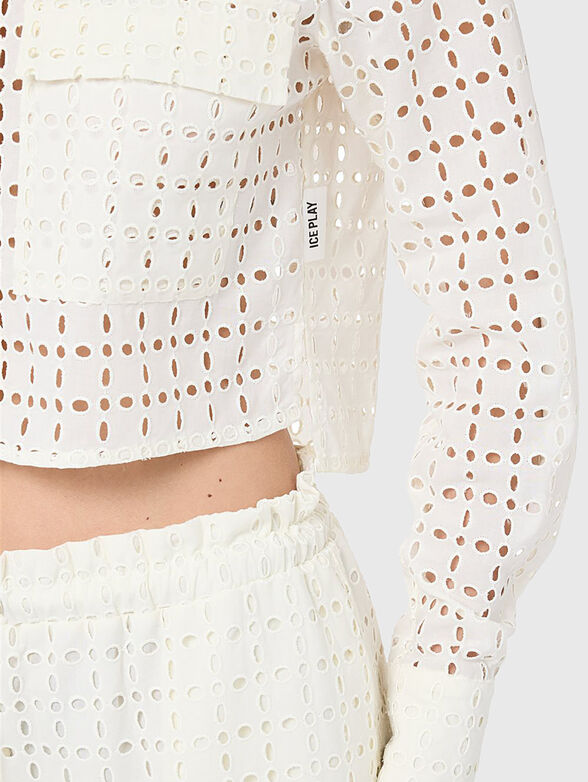 Cropped perforated shirt  - 3