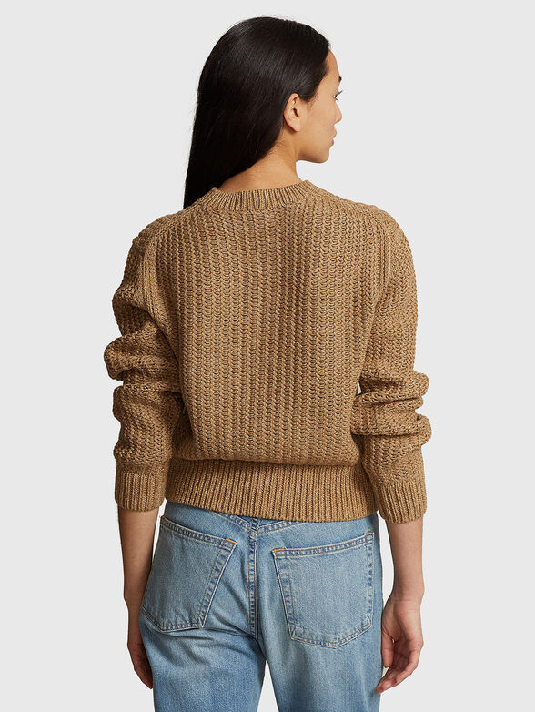 Round neck sweater in beige  - 3