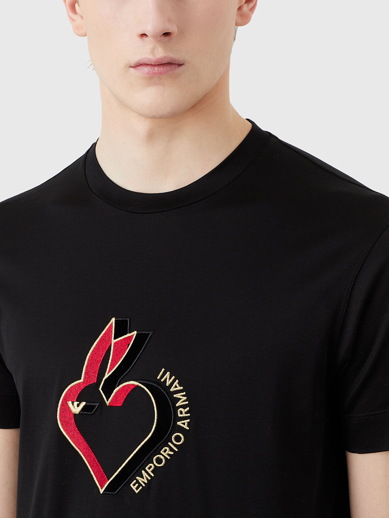 T-shirt with artistic logo embroidery brand EMPORIO ARMANI