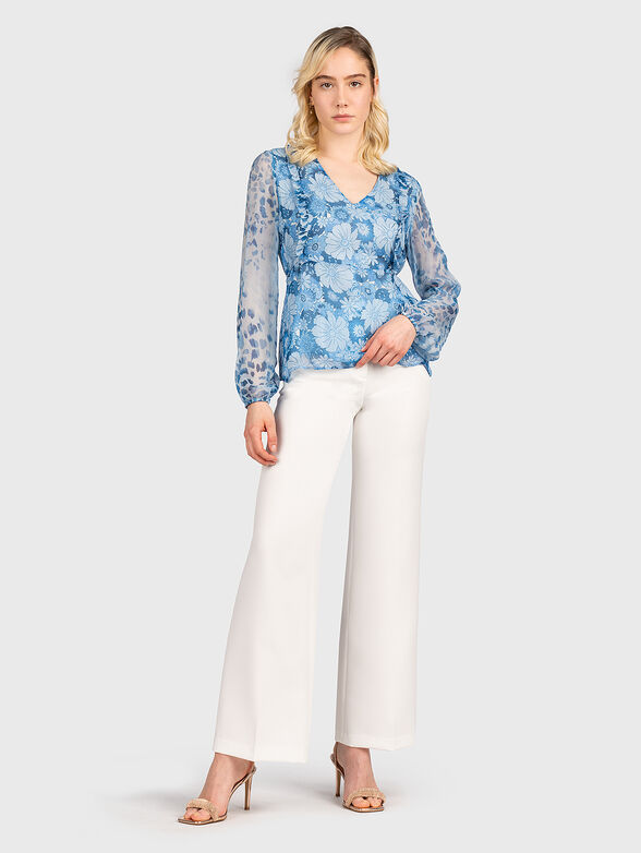 Floral print V-neck blouse - 2