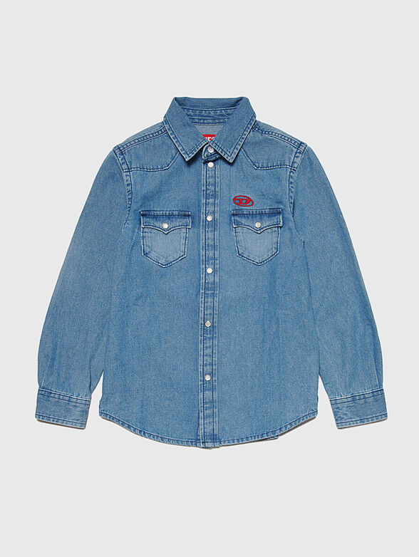 Logo embroidered denim shirt  - 1