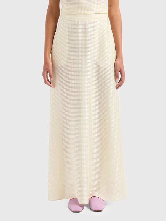 Maxi skirt with geometric design in dark blue  - 1