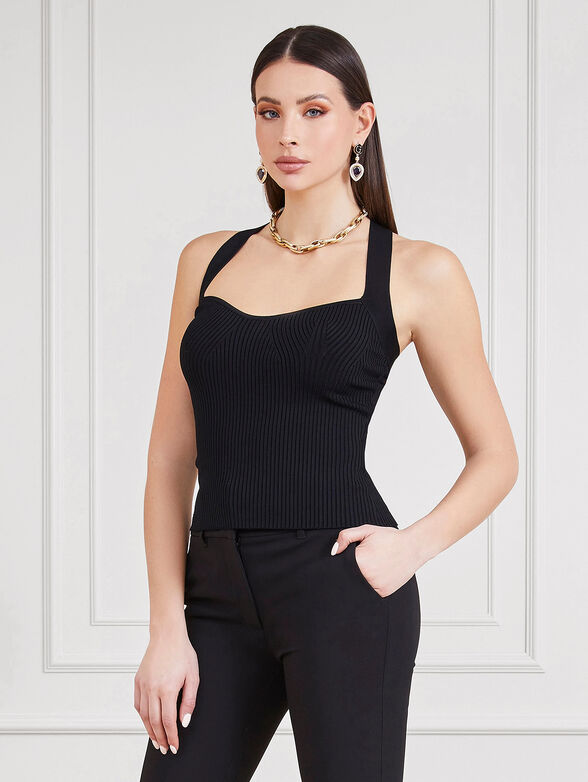 CABANA black knit top with ribbed texture - 1