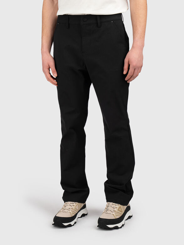 Straight fit cotton blend trousers - 1