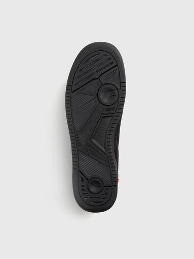 Black leather sneakers with red accents - 4