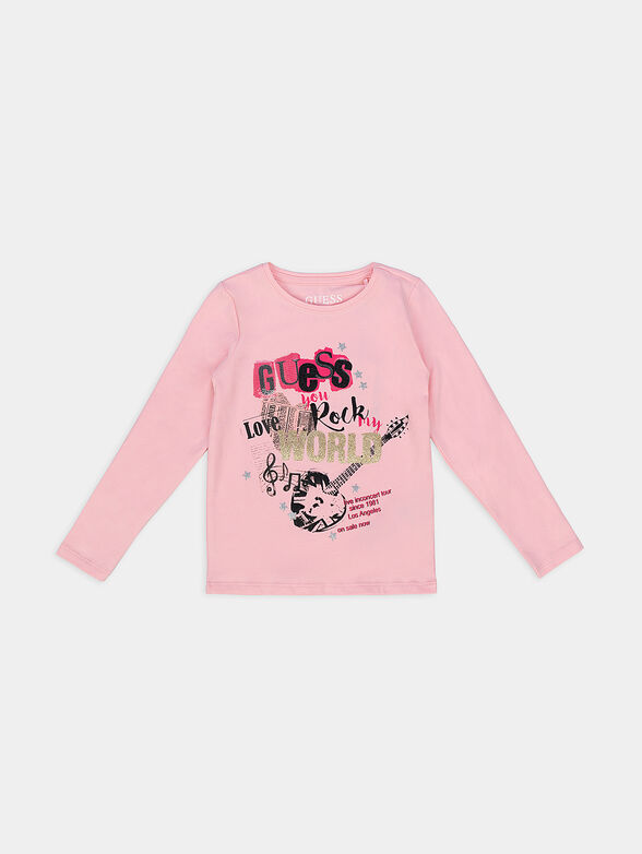 Pink blouse with long sleeves and print - 1