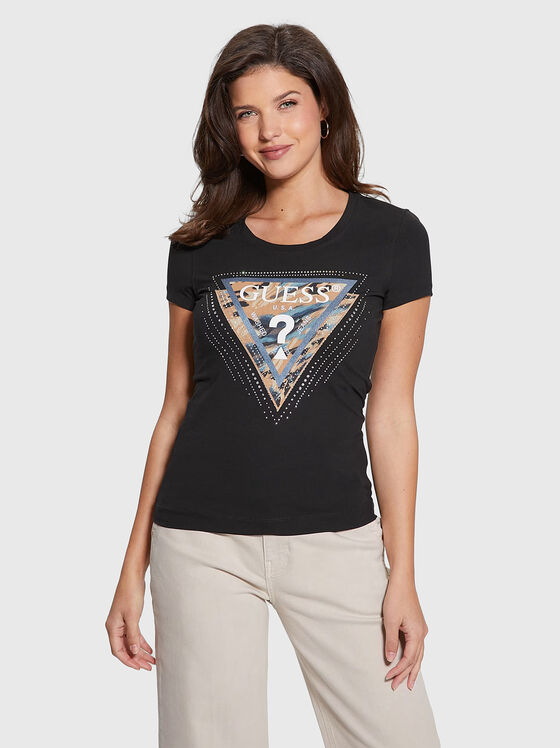 T-shirt with logo and rhinestones - 1