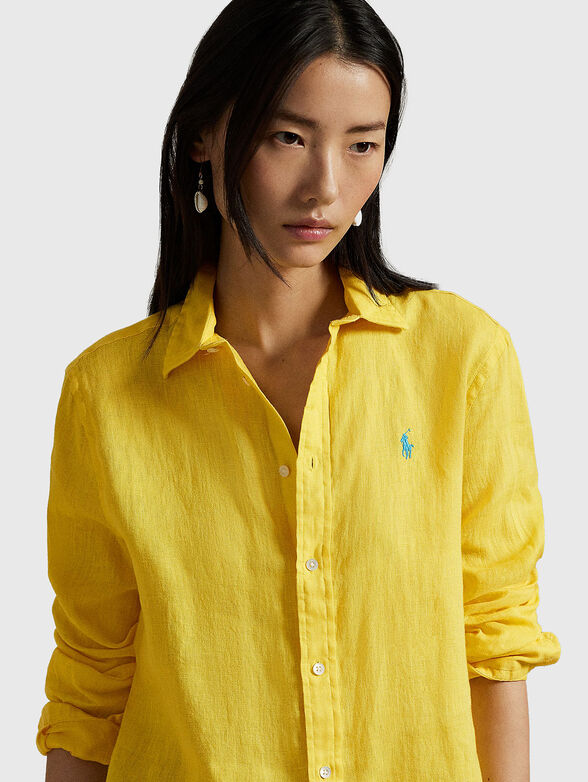 Linen shirt with logo embroidery - 4