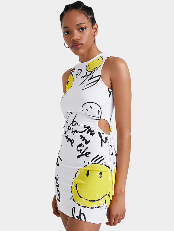 Smiley mini dress in white color - 1
