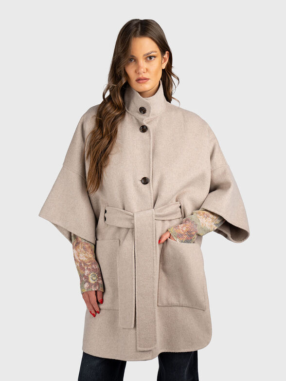 Beige wool blend coat - 1