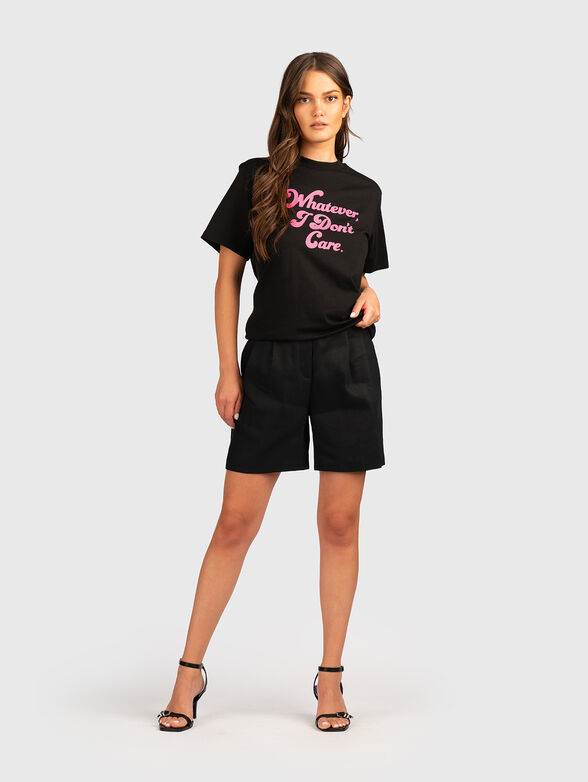 Cotton T-shirt with oval neckline and accent print - 2