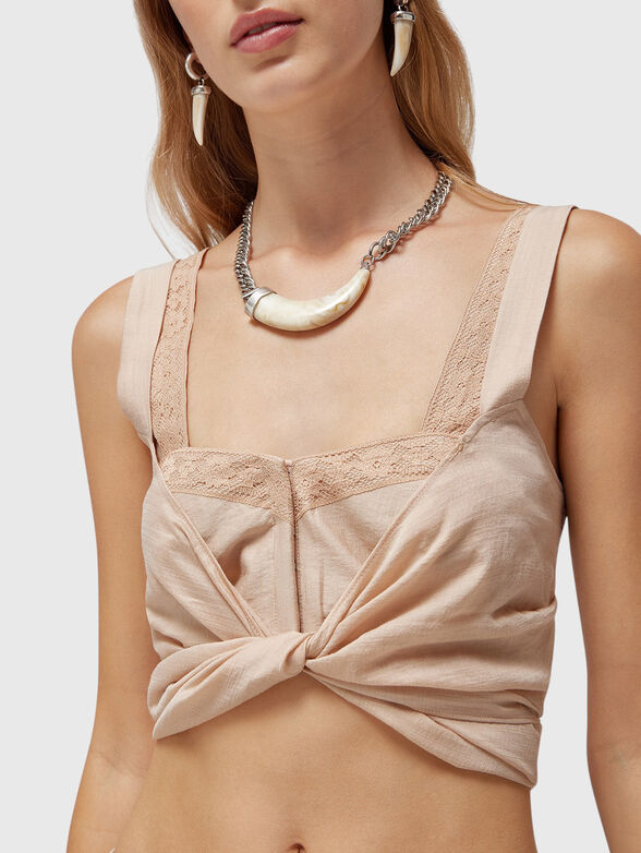 Crop top with lace accent - 4