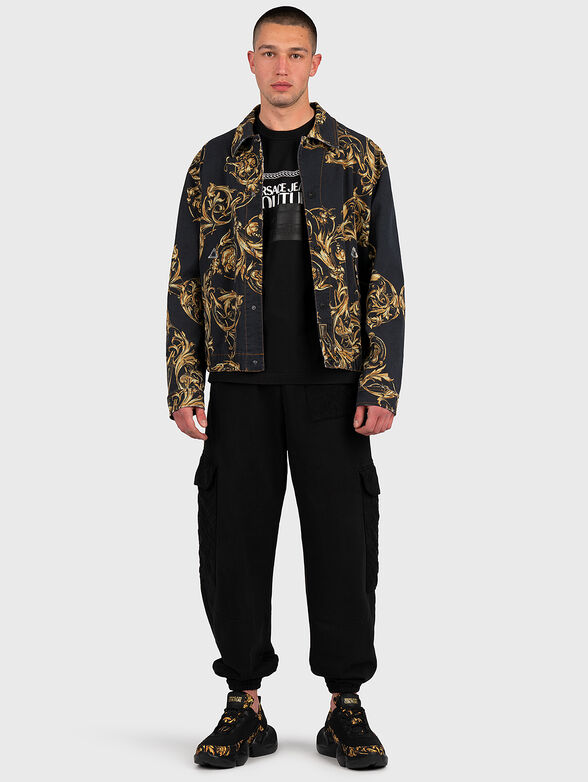 Black denim jacket with baroque print - 2
