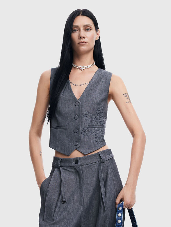 Grey vest with embroidery - 1