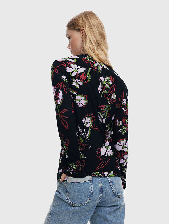 Black blouse with floral print - 3