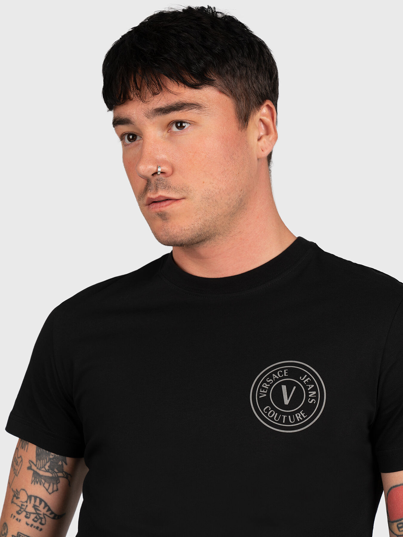 Black T-shirt with logo print brand VERSACE JEANS COUTURE