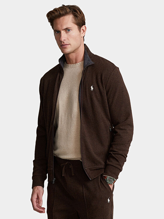 Суитшърт с цип и лого детайл - 1