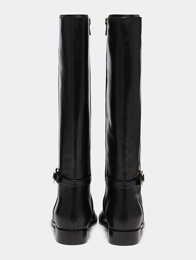 Calf leather boots with logo plate - 4
