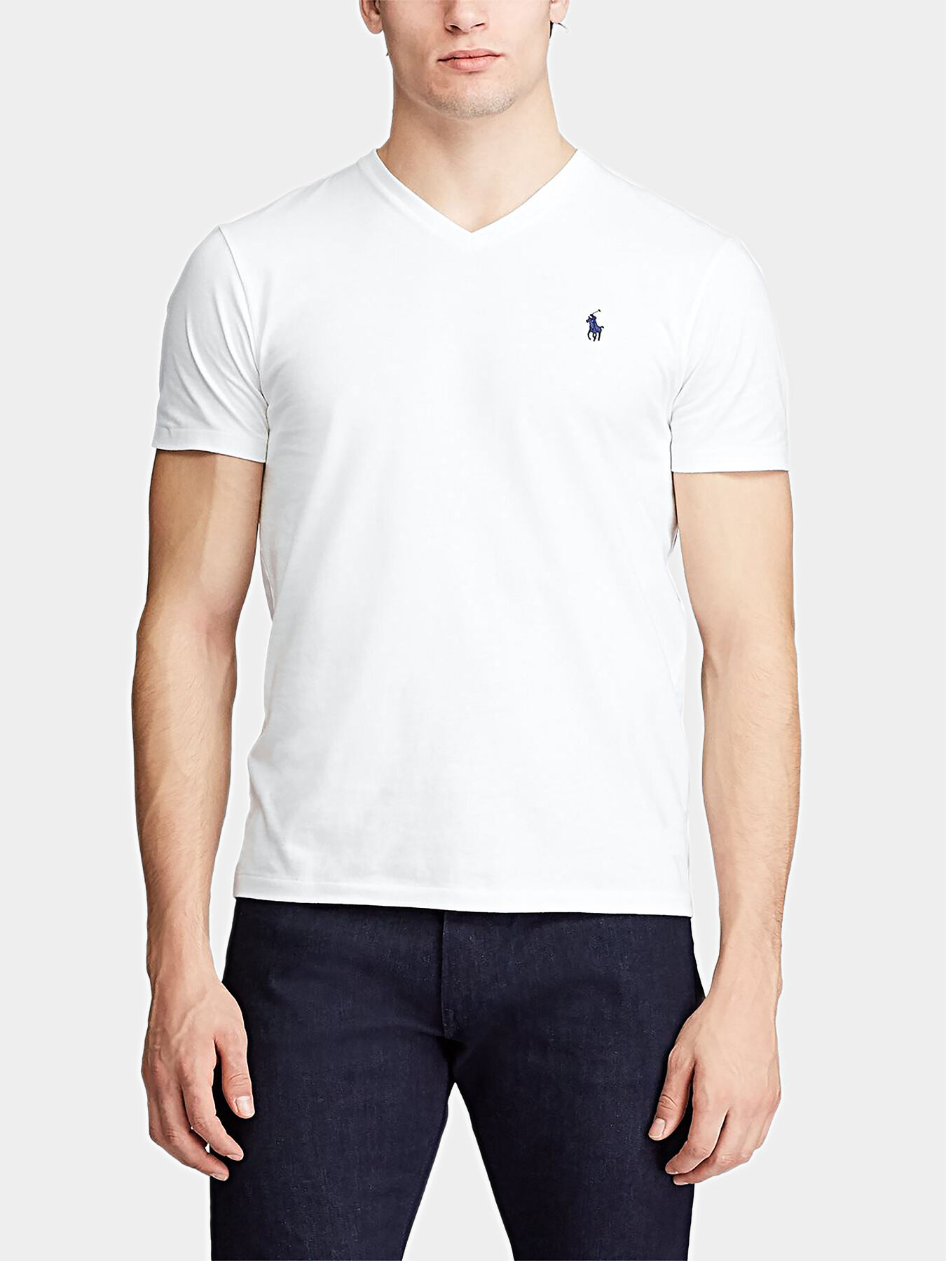 White T shirt with V neck brand POLO RALPH LAUREN Globalbrandsstore en