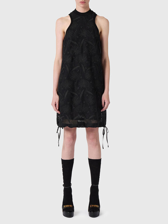 Black sleeveless lace dress - 1