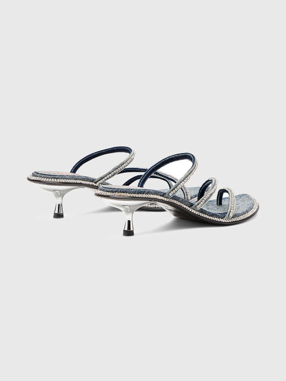 D-HAVANNA KITTIE heeled mules in rhinestones denim - 3