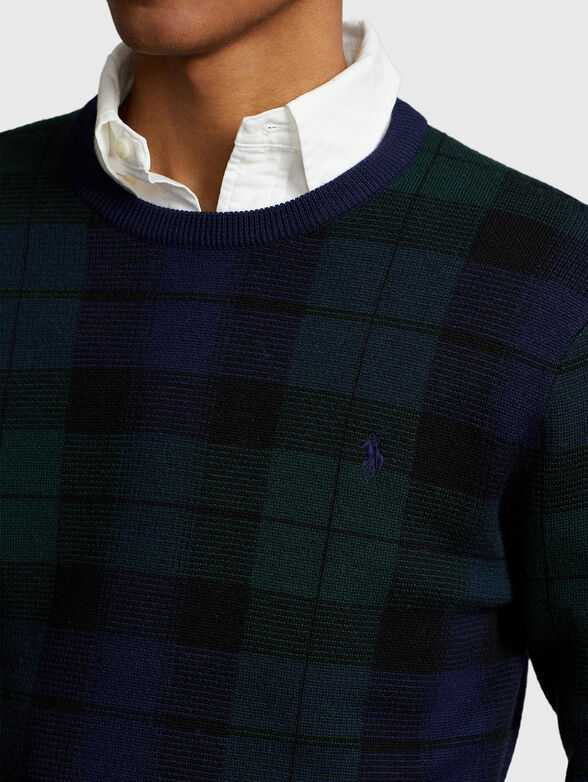 Wool sweater with checked print  - 4