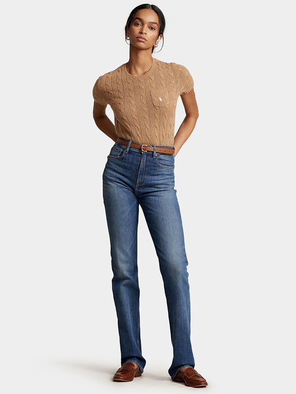 Knitted sweater with short sleeve and pocket - 2