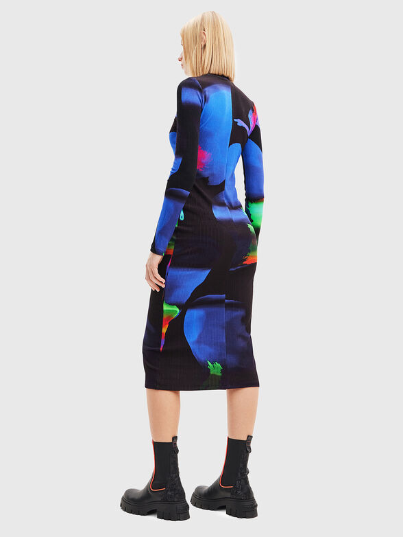 Midi dress with multicolored neon print - 2