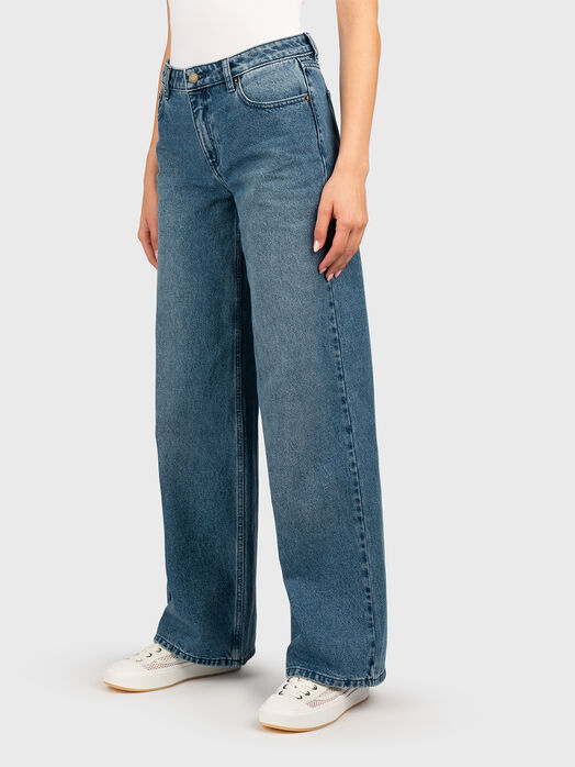 Jeans with wide legs and logo