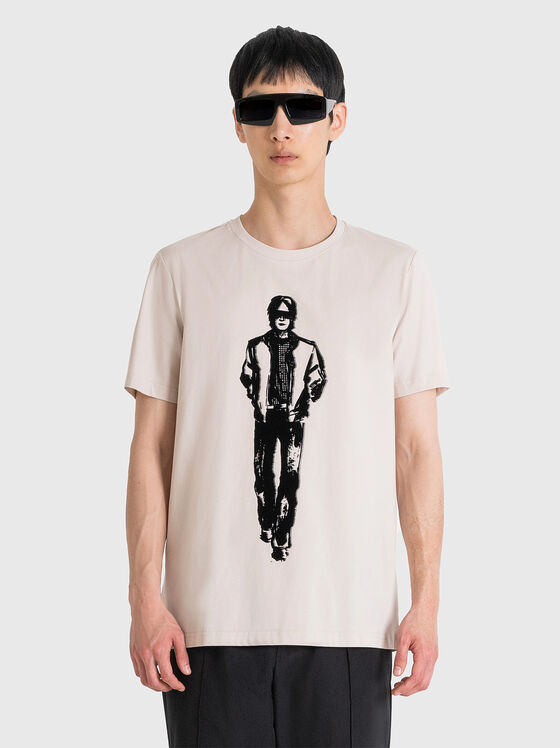 Тениска с овално деколте и принт - 1