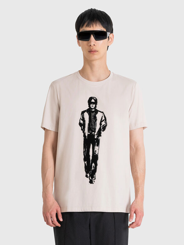 T-shirt with oval neckline and print - 1