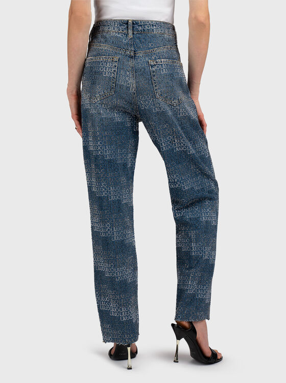 Straight leg jeans with rhinestones - 2
