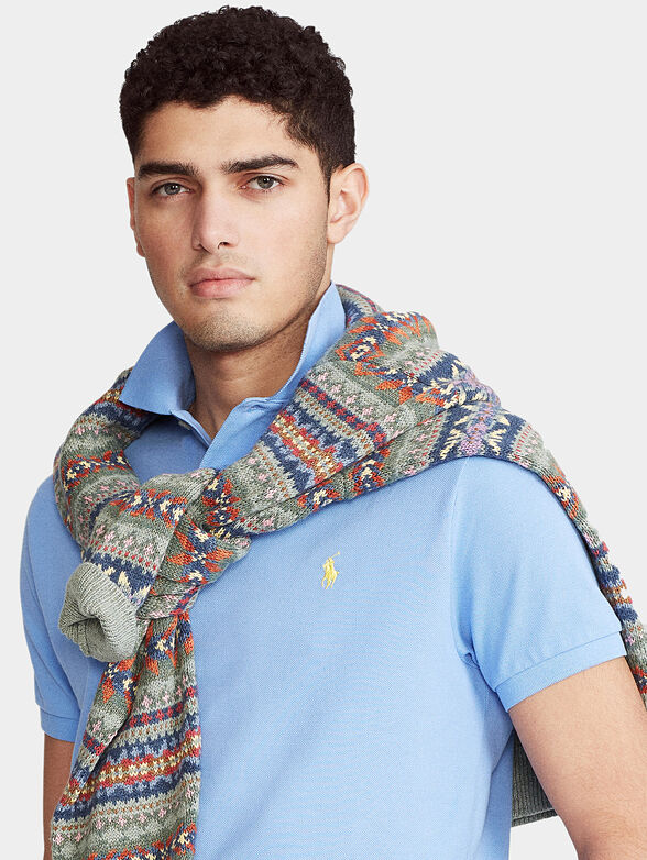 Skyblue cotton polo-shirt - 3