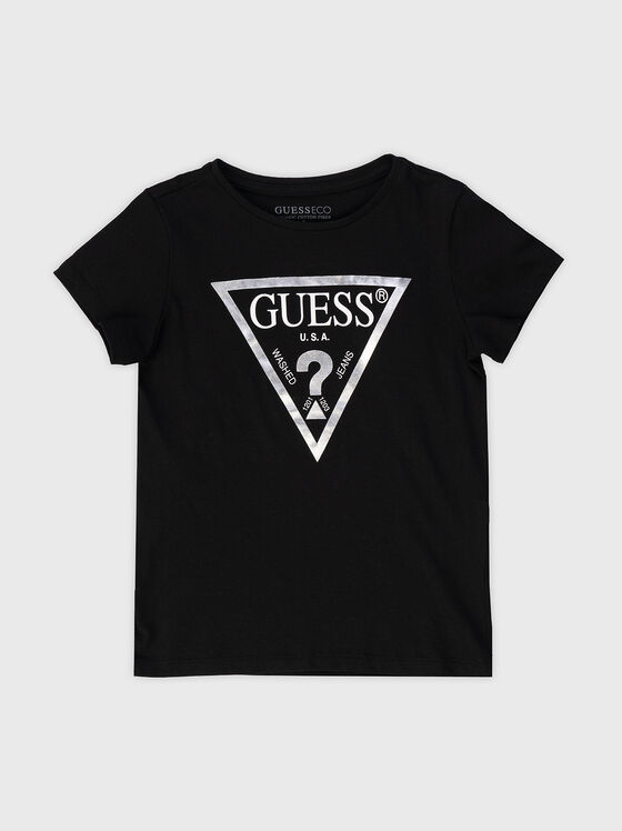 Черна тениска с лого принт - 1