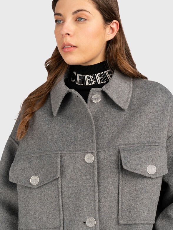Grey wool blend coat  - 4
