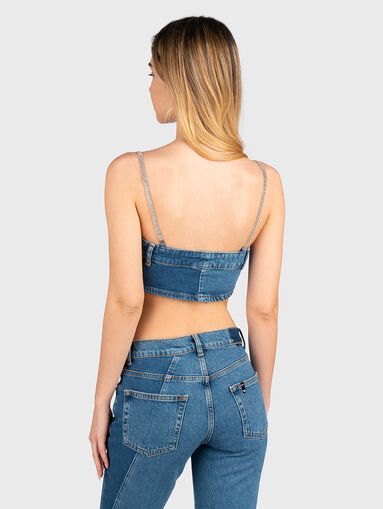 Denim top with straps from rhinestones  - 3