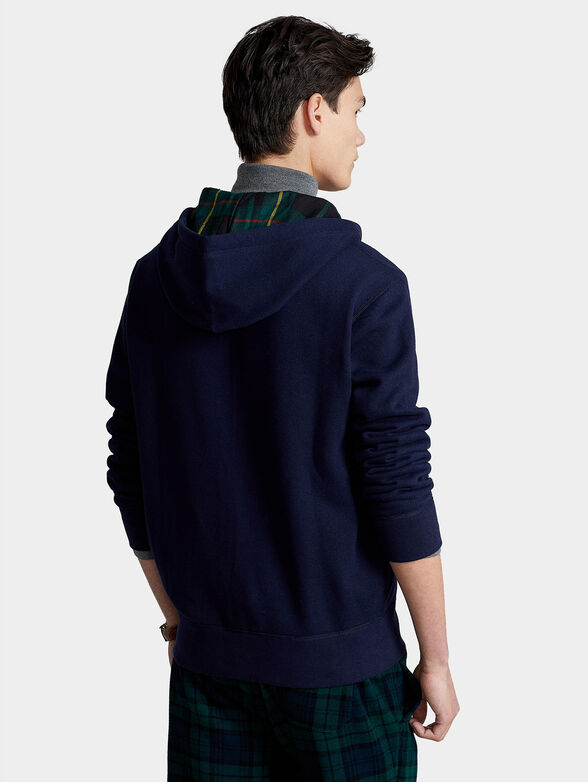 Blue sweatshirt with hood and zipper - 2