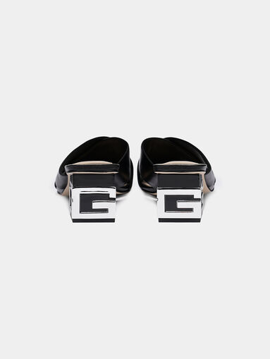 MADRA Black leather sandals with heel accent - 4