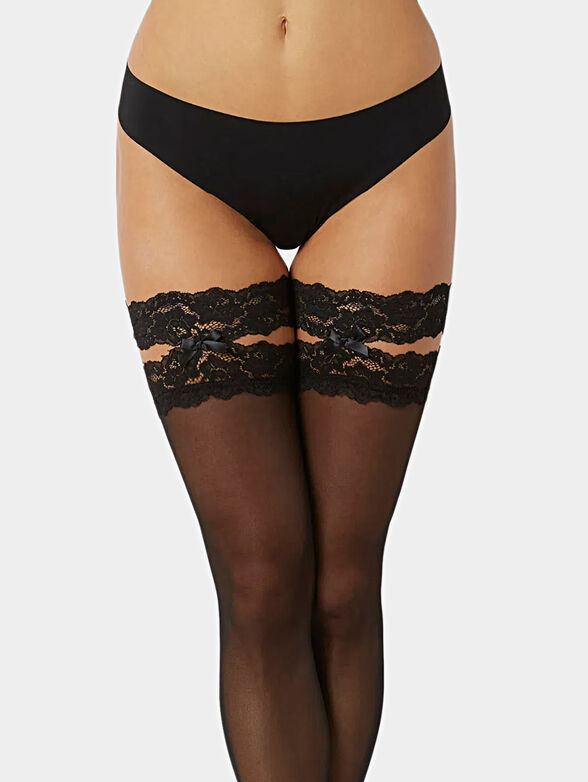 ECLIPSE black stockings with lace - 2