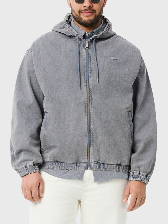 Denim jacket with hood and logo detail - 5
