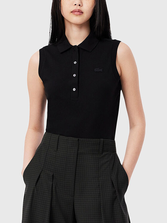Polo collar top with buttons - 1