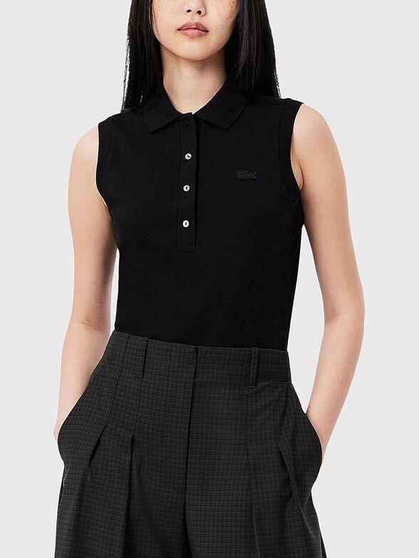 Polo collar top with buttons - 1