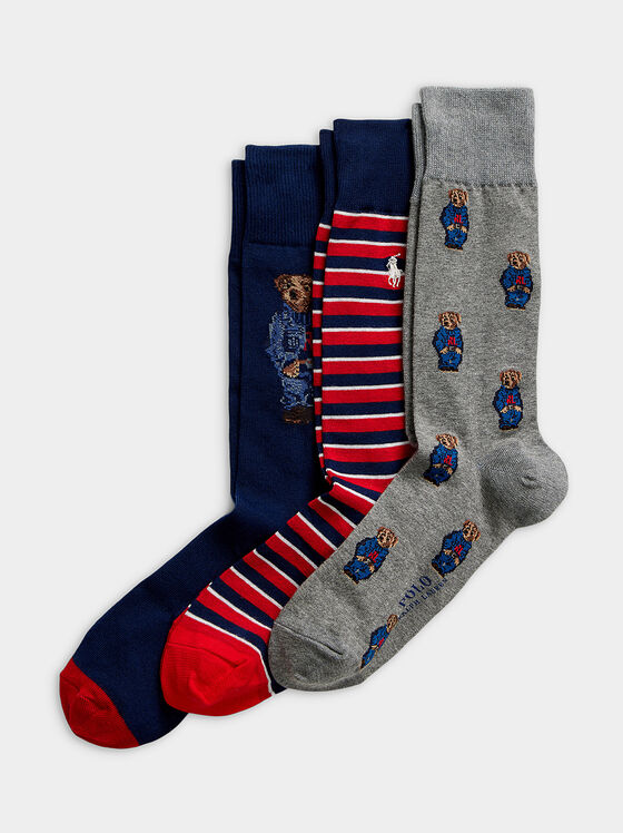 Комплект от три чифта чорапи с принт - 1