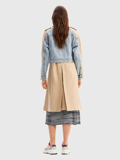 Trench coat with denim jacket top - 3